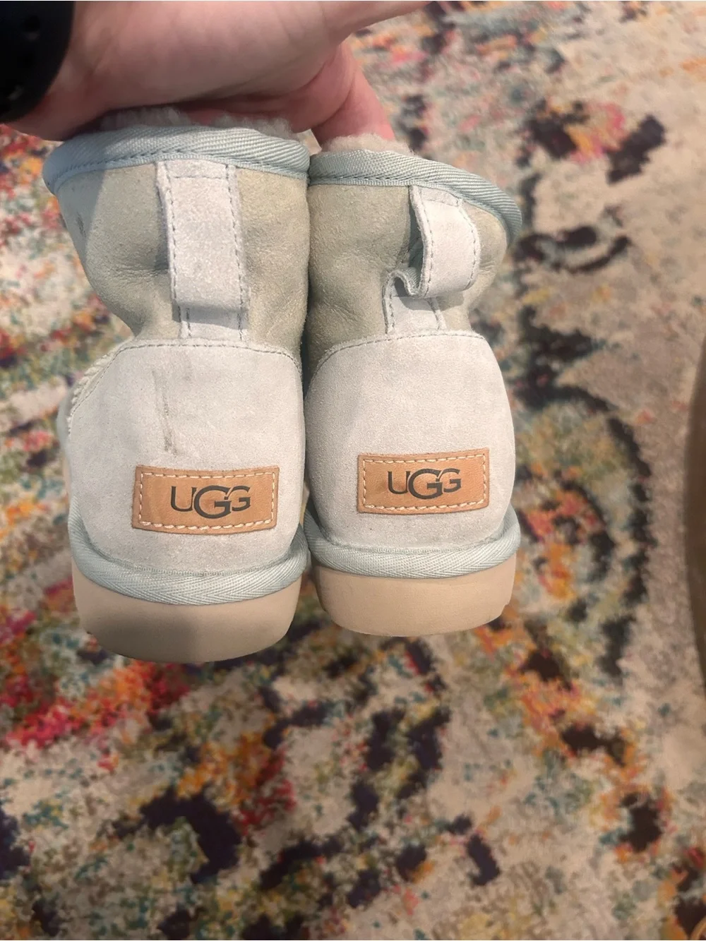 UGG Light Blue Short Suede Shearling Boots